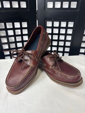 🤎 Sebago Boat Shoes Mens 9.5 Brown Leather B11066 Dockside Deck Casual 🤎